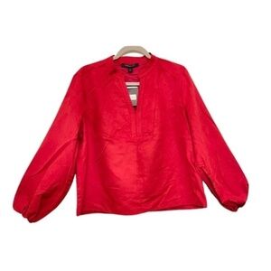 Andrew Marc New York Suede Ballon Sleeves Blouse